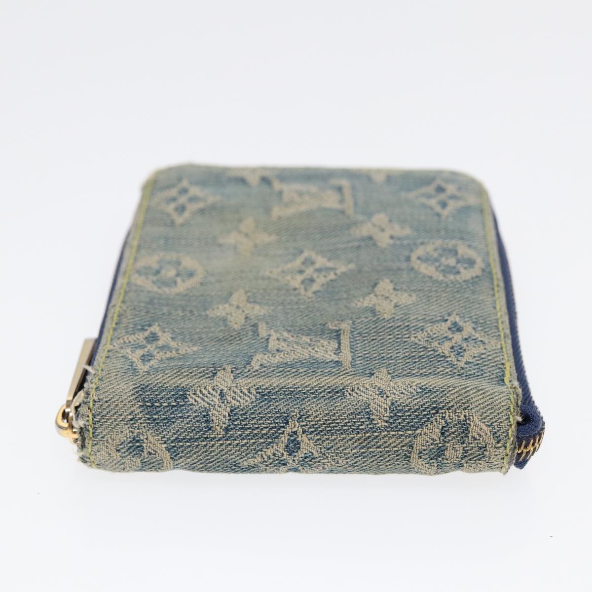 LOUIS VUITTON Monogram Denim Mini Zippy Wallet Wallet Blue M95342 LV Auth 89480