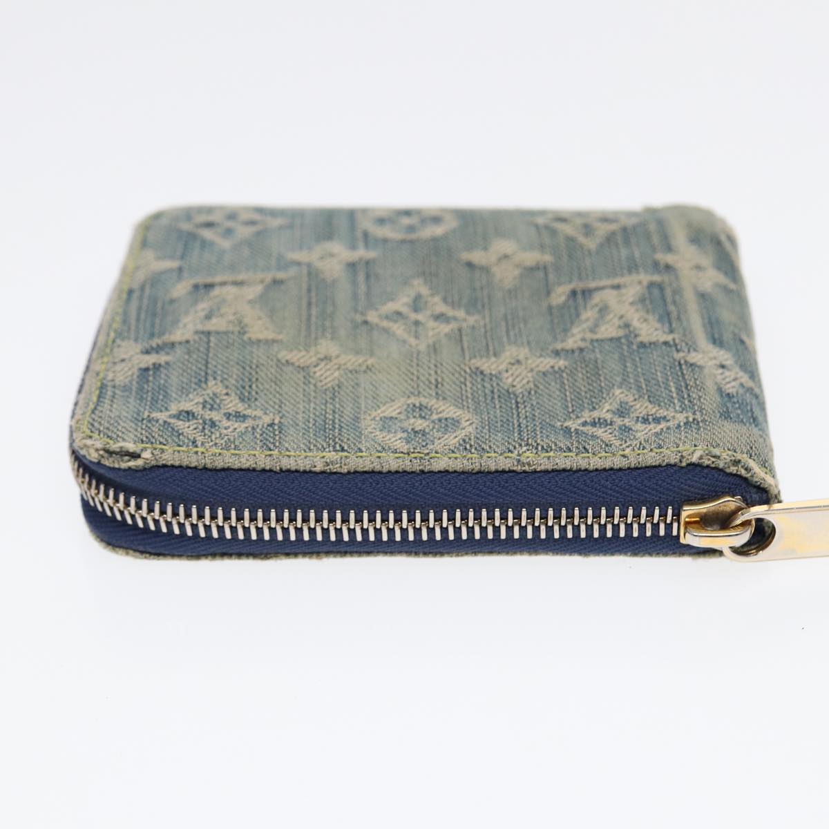 LOUIS VUITTON Monogram Denim Mini Zippy Wallet Wallet Blue M95342 LV Auth 89480