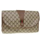 GUCCI GG Supreme Web Sherry Line Clutch Bag PVC Beige Red 89 01 031 Auth 89507-1