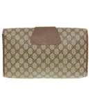 GUCCI GG Supreme Web Sherry Line Clutch Bag PVC Beige Red 89 01 031 Auth 89507-2