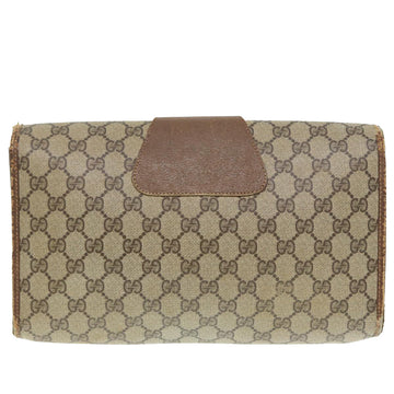 GUCCI GG Supreme Web Sherry Line Clutch Bag PVC Beige Red 89 01 031 Auth 89507 - 0