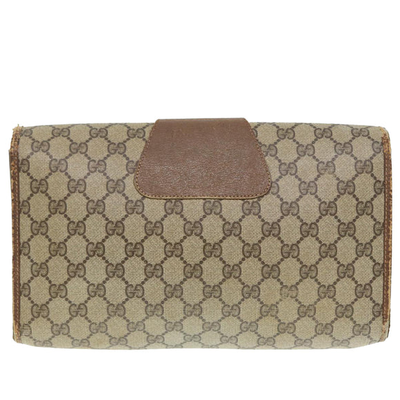 GUCCI GG Supreme Web Sherry Line Clutch Bag PVC Beige Red 89 01 031 Auth 89507