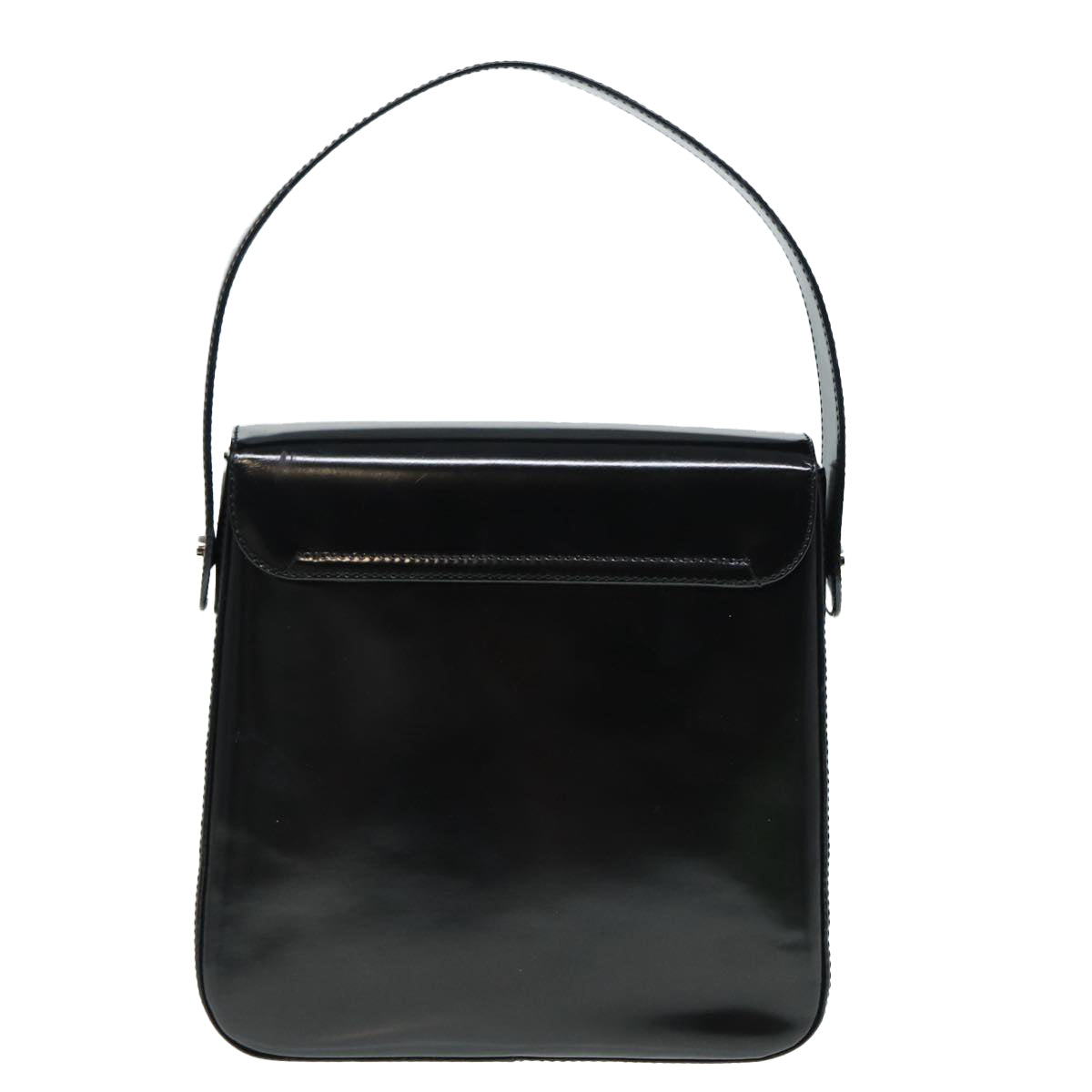 Salvatore Ferragamo Hand Bag Patent leather Black Silver Auth 89519 - 0