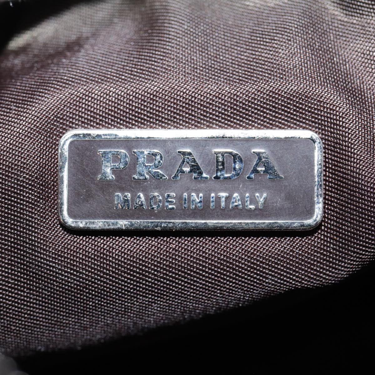 PRADA Accessory Pouch Nylon Khaki Silver Auth 89521