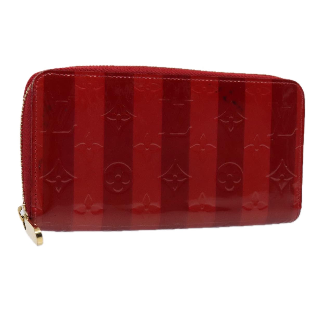 LOUIS VUITTON Vernis Rayure Zippy Wallet Pomme D'amour M91718 LV Auth 89527