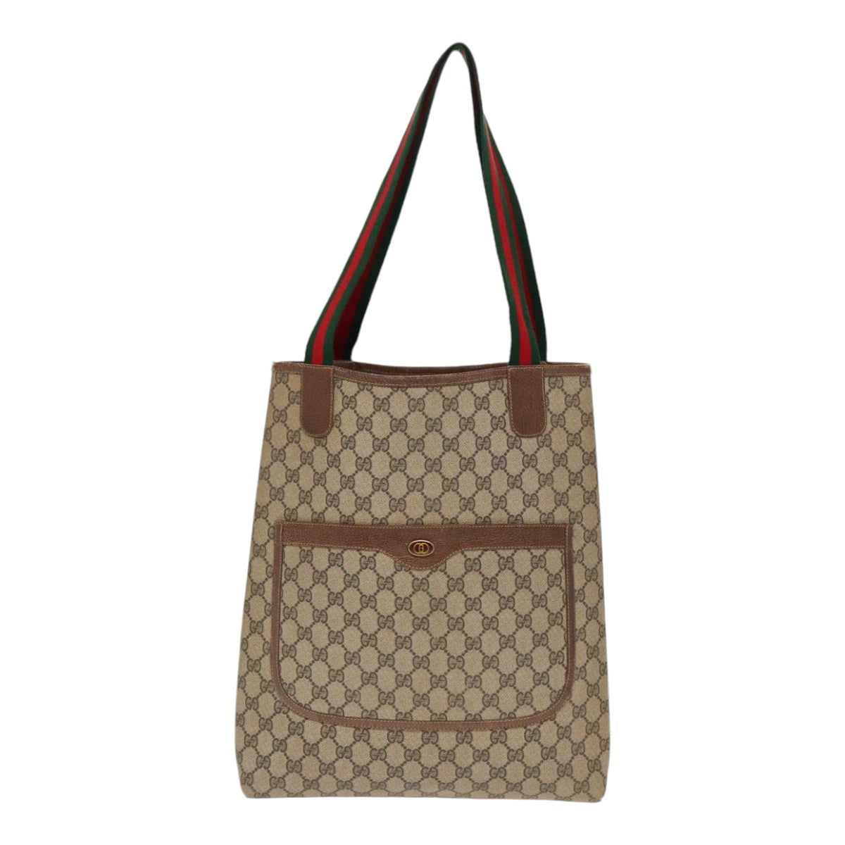 GUCCI GG Supreme Web Sherry Line Tote Bag PVC Beige 001 080 494 Auth 89539