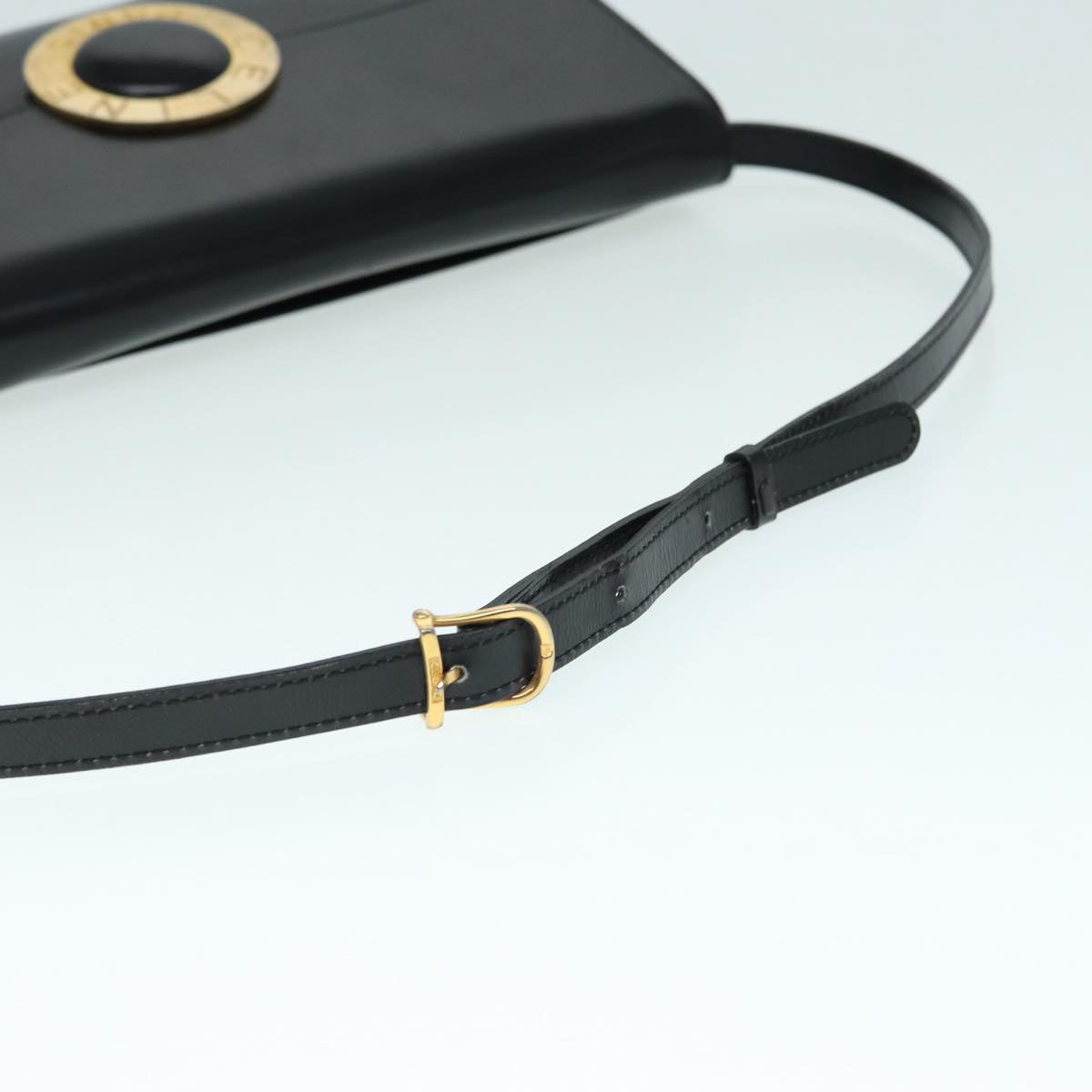 CELINE Shoulder Bag Leather Black Gold Auth 89545