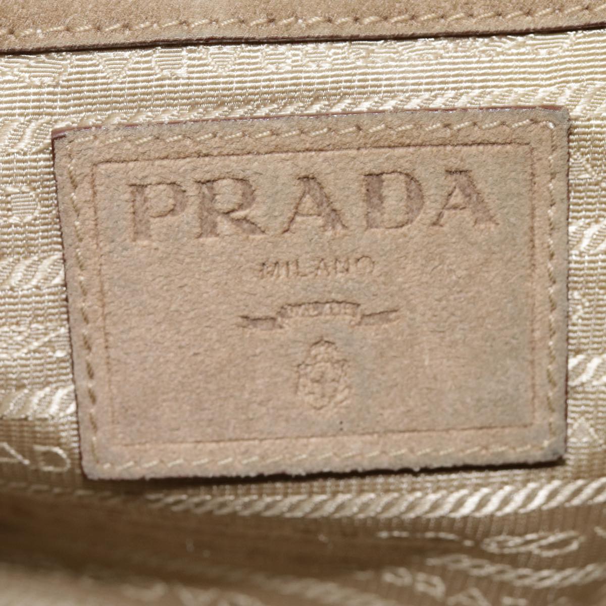 PRADA Shoulder Bag Suede Beige Gold Auth 89551