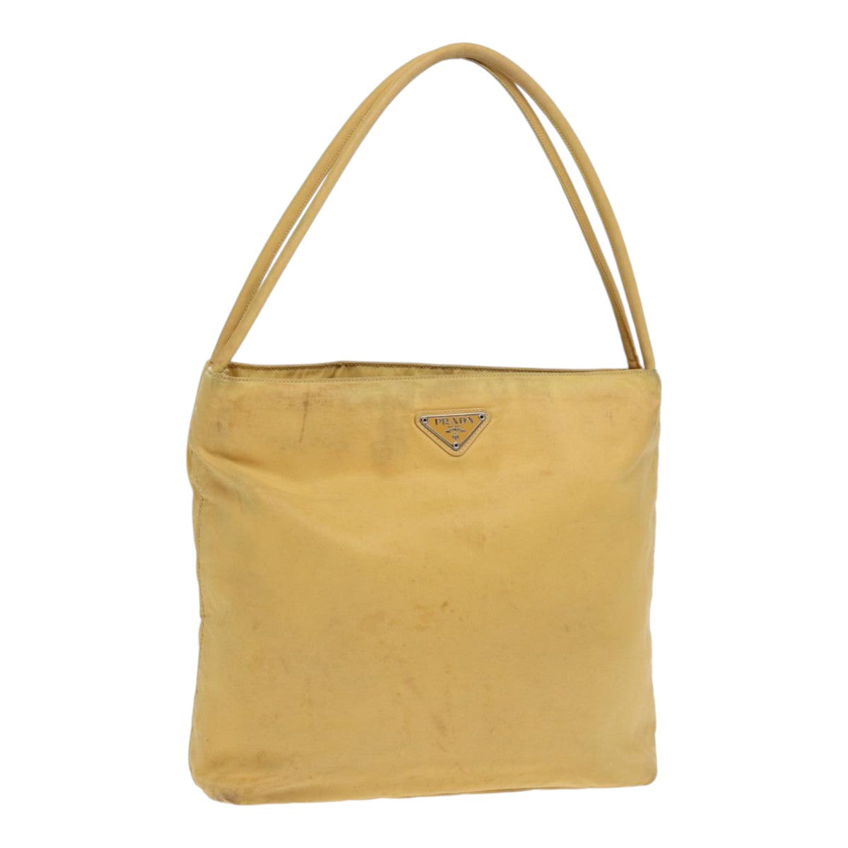 PRADA Tote Bag Nylon Yellow Silver Auth 89557