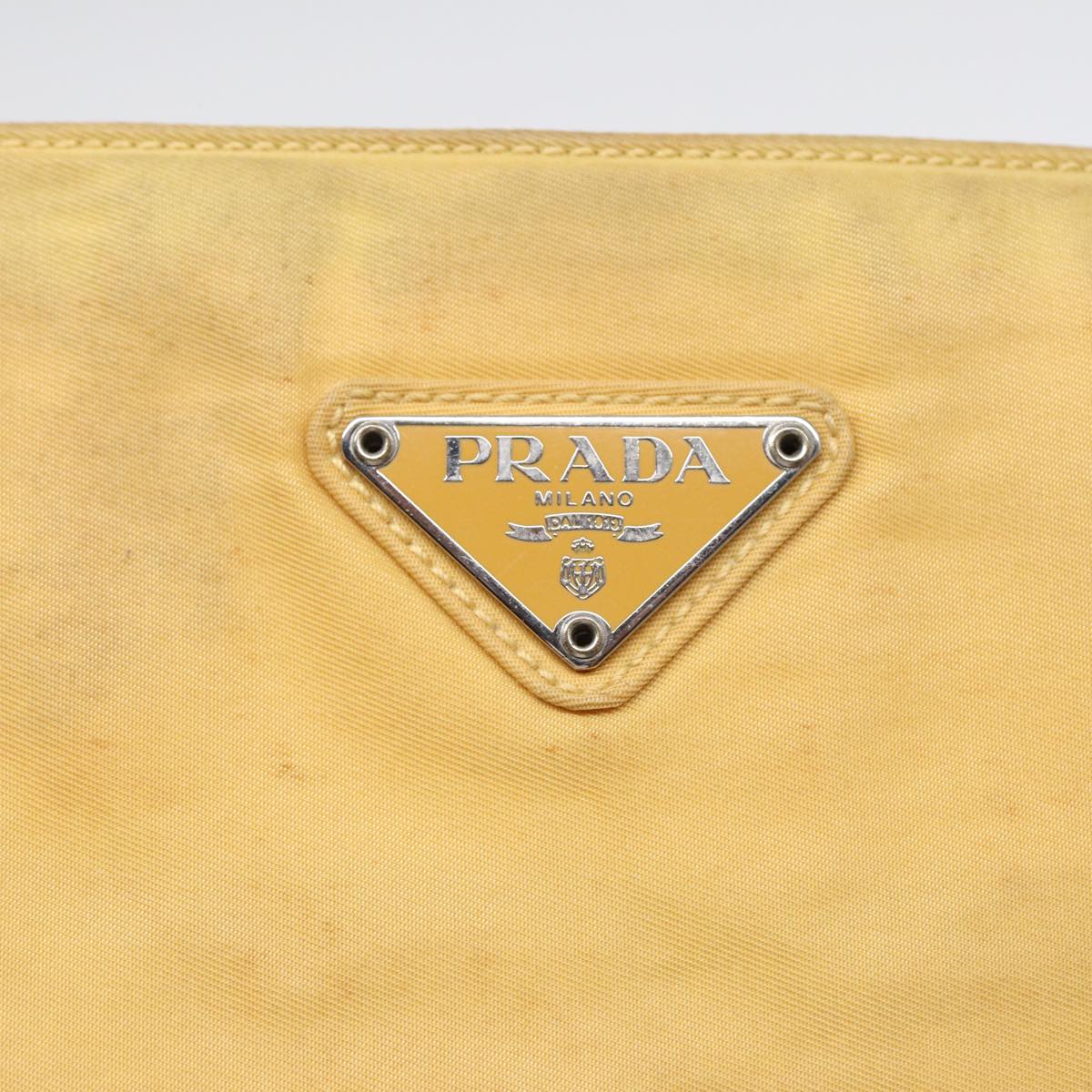 PRADA Tote Bag Nylon Yellow Silver Auth 89557