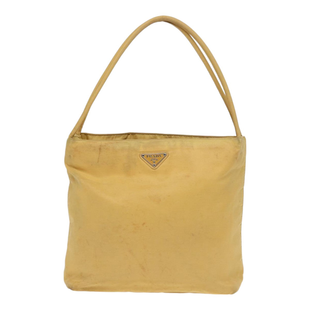 PRADA Tote Bag Nylon Yellow Silver Auth 89557