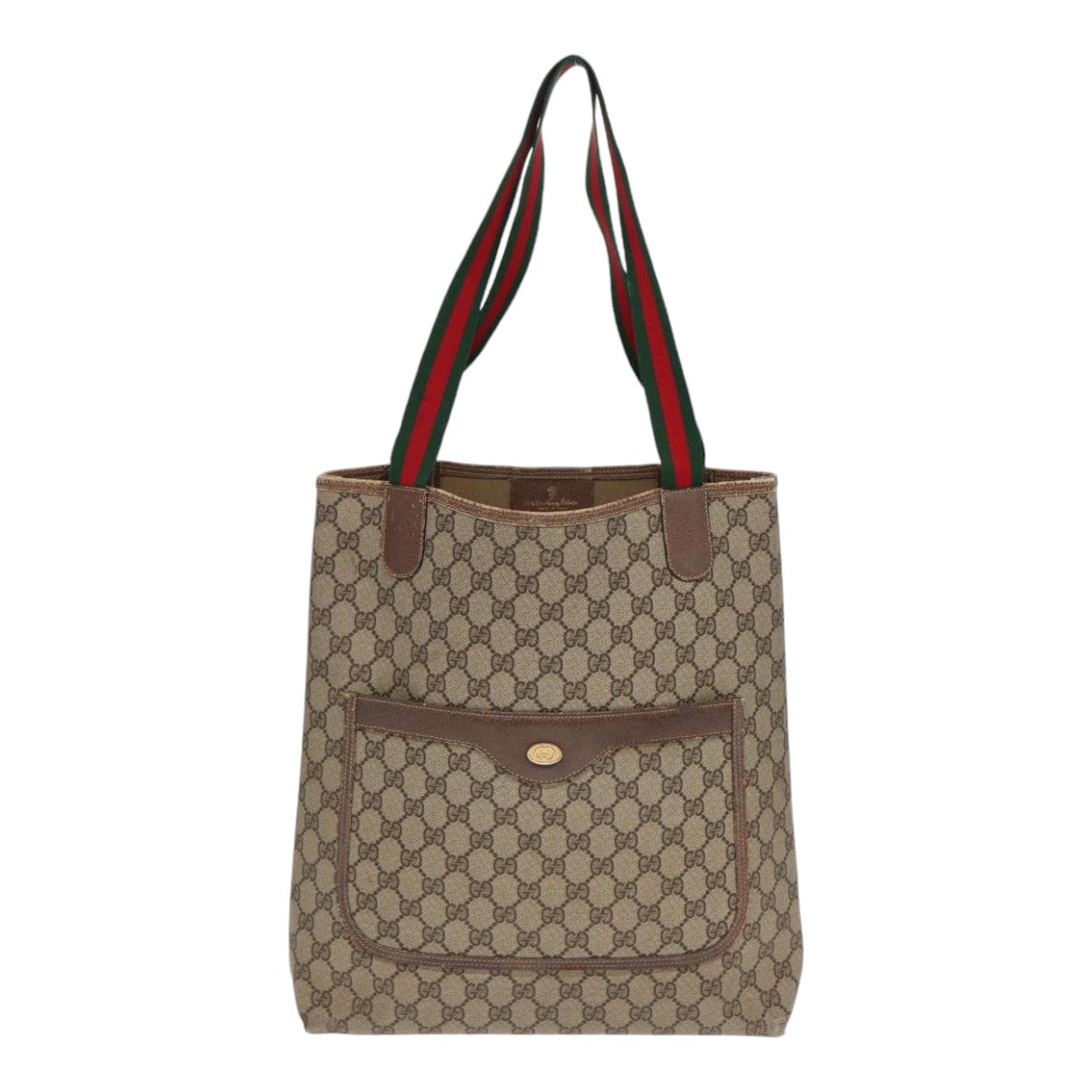 GUCCI GG Supreme Web Sherry Line Tote Bag PVC Beige Red 39 02 003 Auth 89562