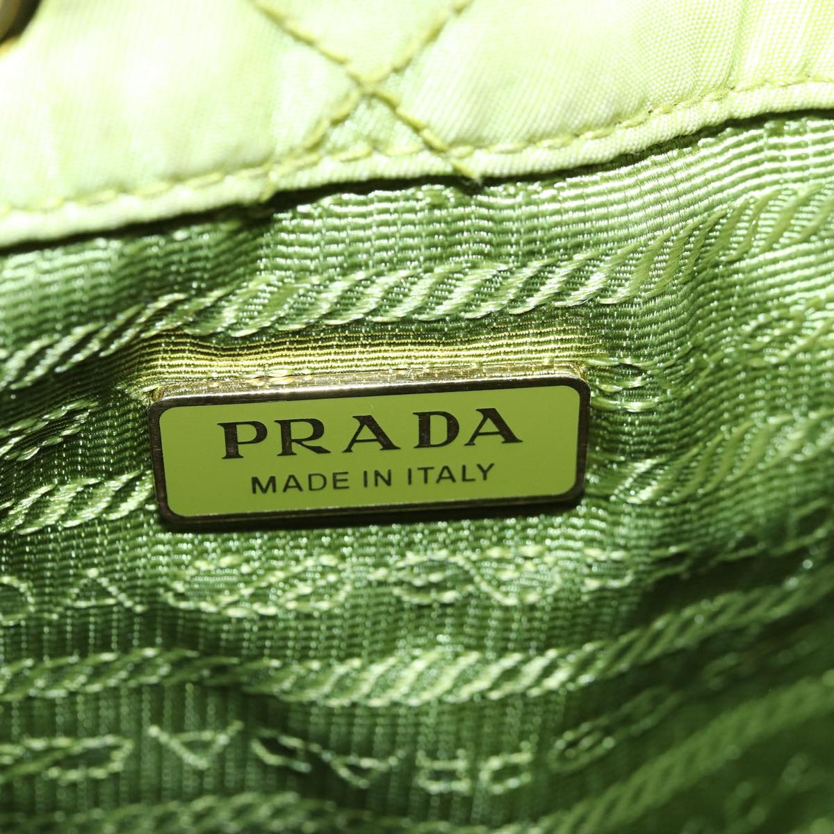 PRADA Chain Shoulder Bag Nylon 2way Green Gold Auth 89566