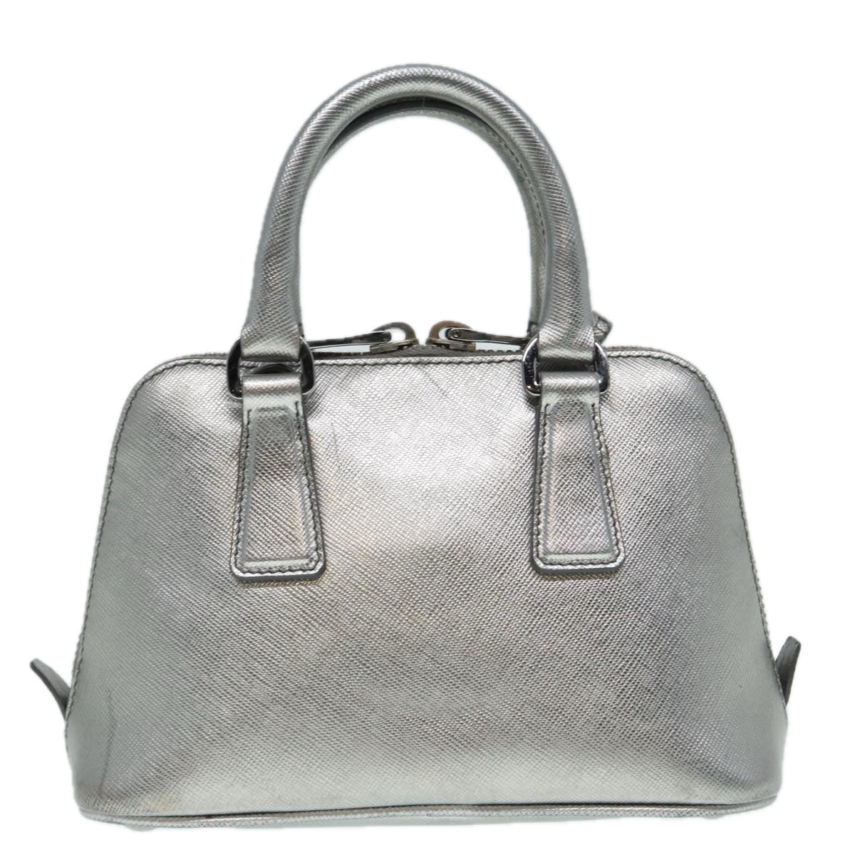 PRADA Hand Bag Safiano leather 2way Silver Auth 89571 - 0