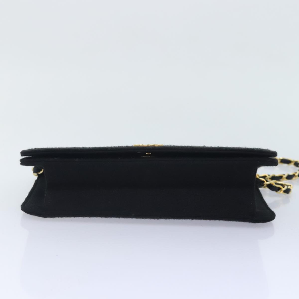 CHANEL Matelasse Chain Shoulder Bag cotton Black CC Auth 89600