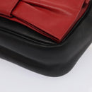 PRADA Shoulder Bag Leather Red Black gold Auth 89601-14