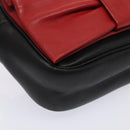 PRADA Shoulder Bag Leather Red Black gold Auth 89601-15