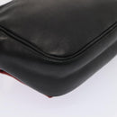 PRADA Shoulder Bag Leather Red Black gold Auth 89601-17