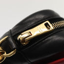 PRADA Shoulder Bag Leather Red Black gold Auth 89601-19