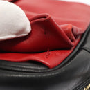 PRADA Shoulder Bag Leather Red Black gold Auth 89601-9