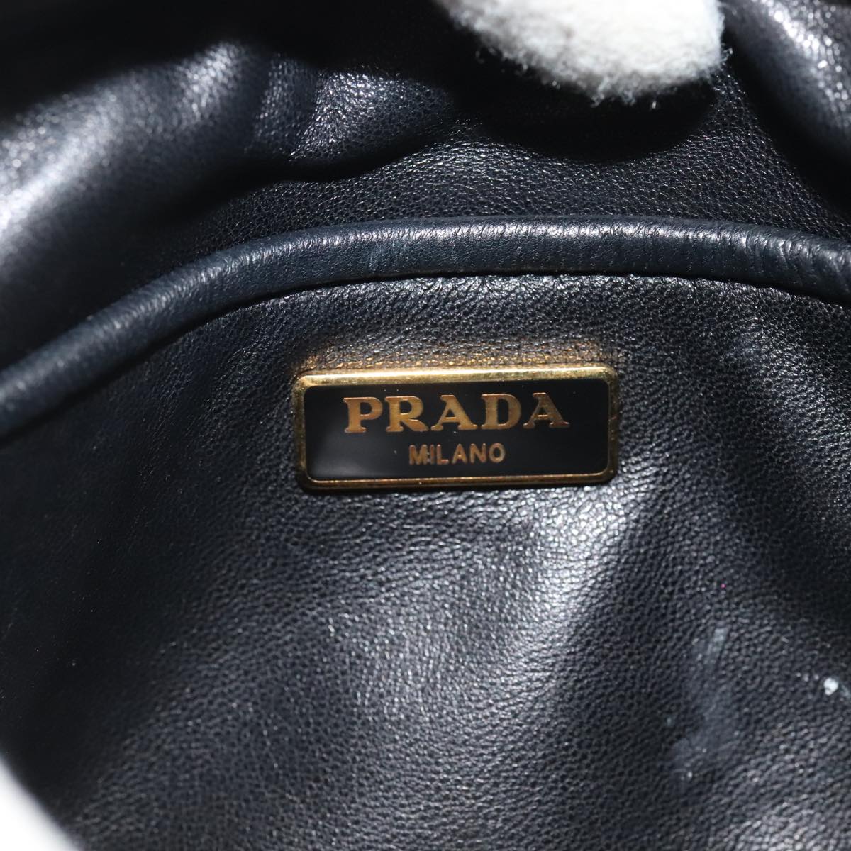 PRADA Shoulder Bag Leather Red Black gold Auth 89601