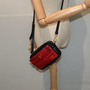 PRADA Shoulder Bag Leather Red Black gold Auth 89601-24