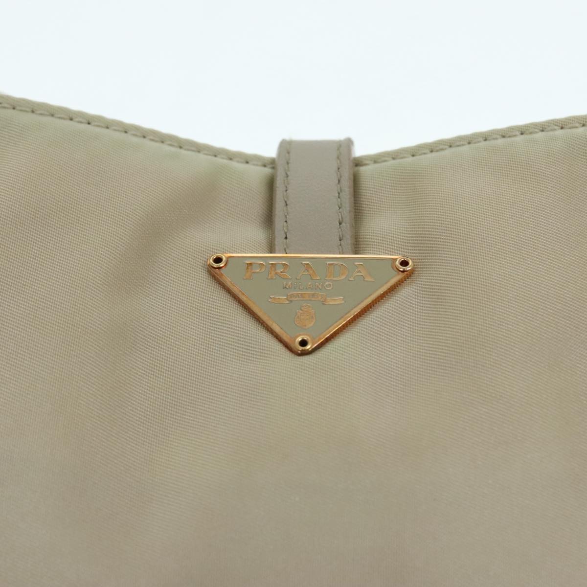 PRADA Shoulder Bag Nylon White Gold Auth 89603