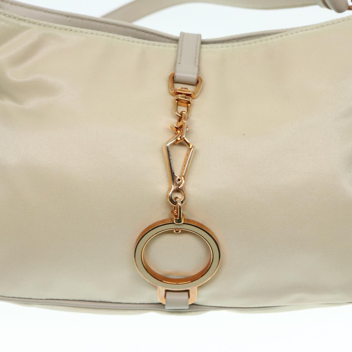 PRADA Shoulder Bag Nylon White Gold Auth 89603