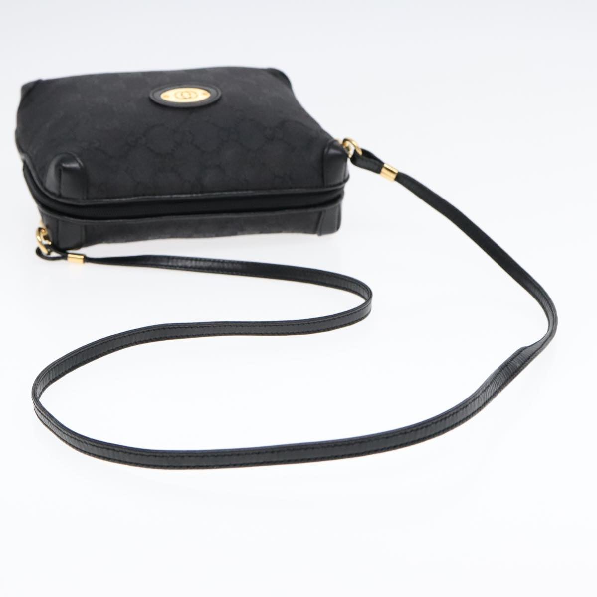 GUCCI GG Canvas Shoulder Bag Black Gold 007 115 4916 Auth 89607