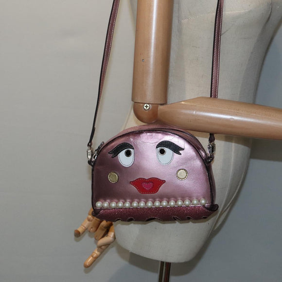 GUCCI Schultertasche Leder Rosa Silber 550756 Auth 89608