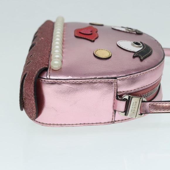 GUCCI Shoulder Bag Leather Pink Silver 550756 Auth 89608
