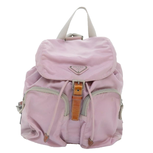 PRADA Backpack Nylon Pink Silver Auth 89617