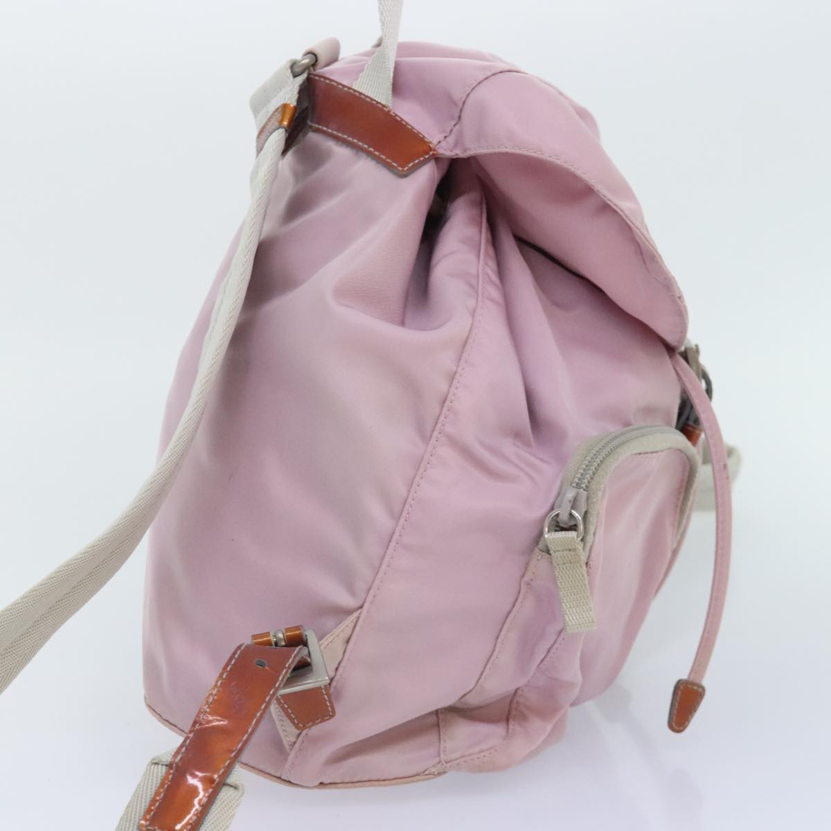 PRADA Backpack Nylon Pink Silver Auth 89617