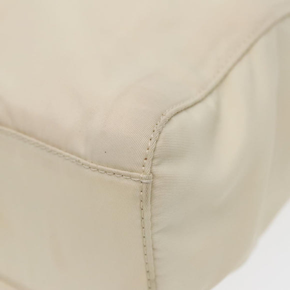 PRADA Hand Bag Nylon White Silver Auth 89620