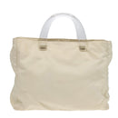 PRADA Hand Bag Nylon White Silver Auth 89620-2