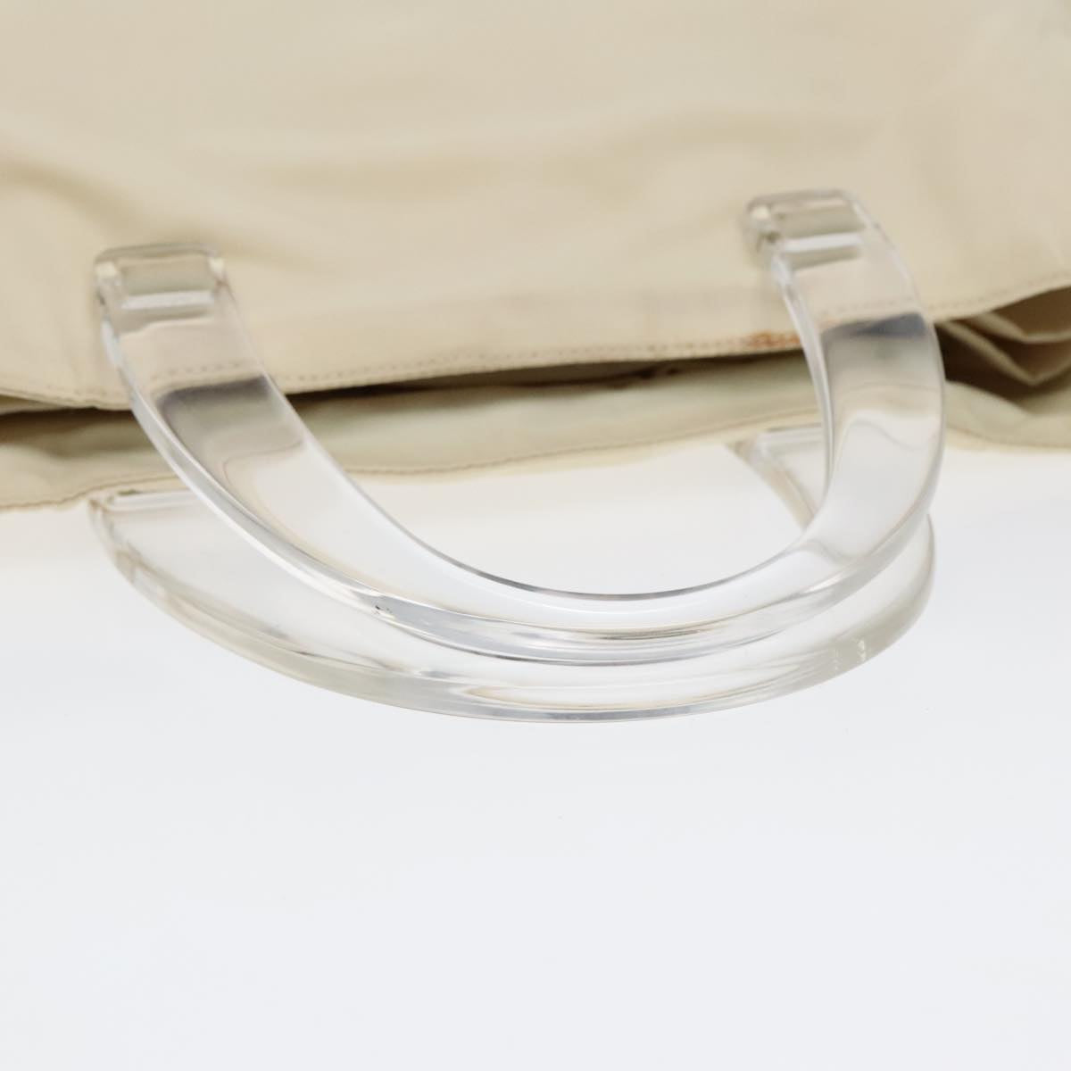 PRADA Hand Bag Nylon White Silver Auth 89620