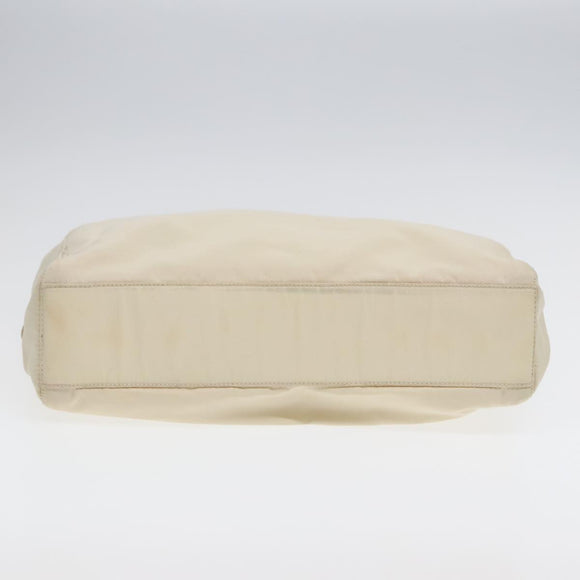 PRADA Hand Bag Nylon White Silver Auth 89620