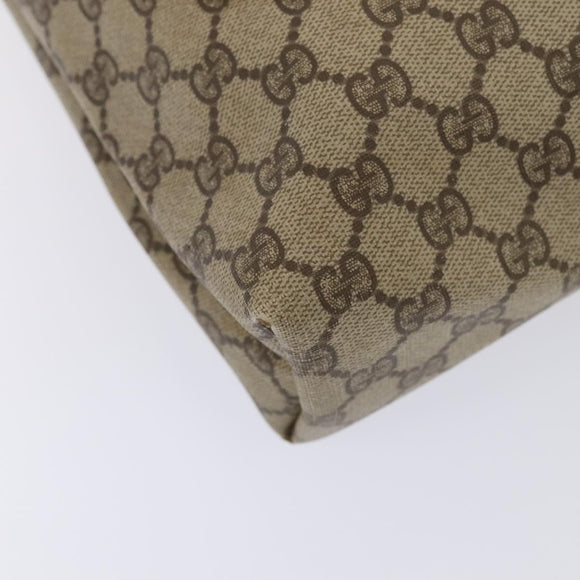 GUCCI GG Supreme Web Sherry Line Tote Bag PVC Leather Beige Auth 89625
