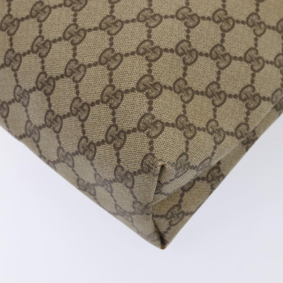 GUCCI GG Supreme Web Sherry Line Tote Bag PVC Leather Beige Auth 89625