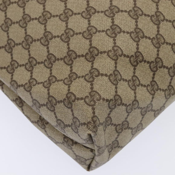 GUCCI GG Supreme Web Sherry Line Tote Bag PVC Leather Beige Auth 89625