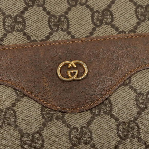 GUCCI GG Supreme Web Sherry Line Tote Bag PVC Leather Beige Auth 89625