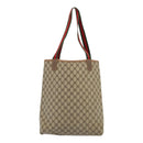 GUCCI GG Supreme Web Sherry Line Tote Bag PVC Leather Beige Auth 89625-2