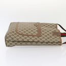 GUCCI GG Supreme Web Sherry Line Tote Bag PVC Leather Beige Auth 89625-3