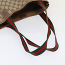 GUCCI GG Supreme Web Sherry Line Tote Bag PVC Leather Beige Auth 89625-7