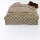 GUCCI GG Supreme Web Sherry Line Tote Bag PVC Leather Beige Auth 89625-5