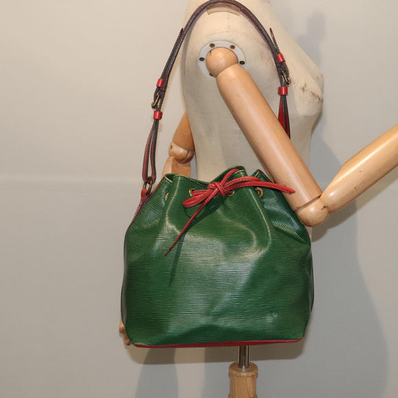 LOUIS VUITTON Epi Petit Noe Shoulder Bag Bicolor Green Red M44147 LV Auth 89664