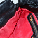 FENDI Hand Bag Wool Black Gold Auth 89722-16