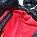 FENDI Hand Bag Wool Black Gold Auth 89722-17