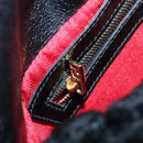 FENDI Hand Bag Wool Black Gold Auth 89722-18
