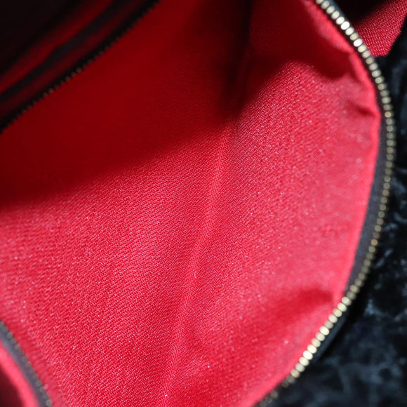 FENDI Hand Bag Wool Black Gold Auth 89722